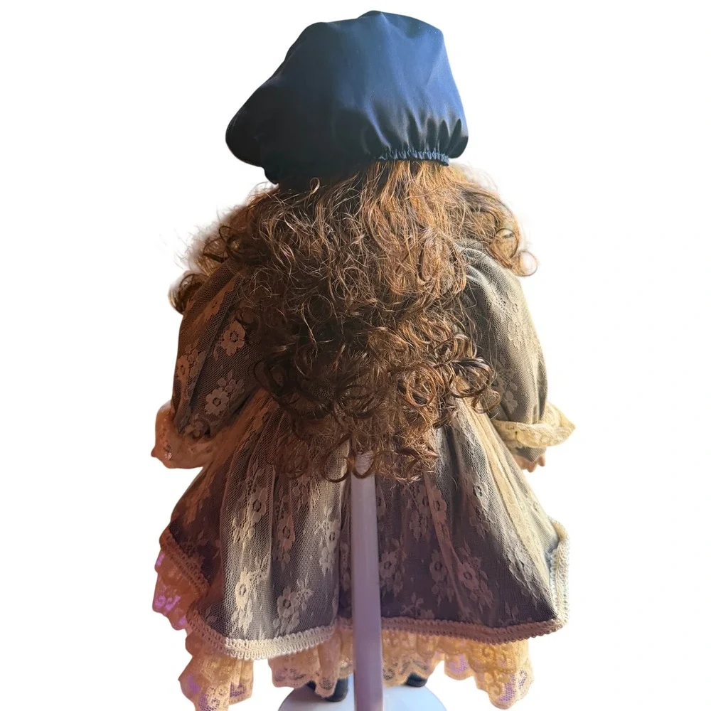Unbranded Girls 20in Porcelain Doll Navy Blue Lace Victorian Cottagecore Vintage